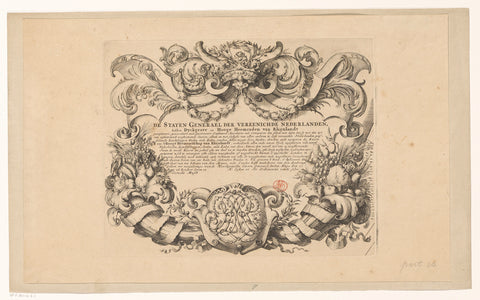 Patent granted by the States-General for a map of the Rhineland Water Board, Romeyn de Hooghe, 1687 Canvas Print