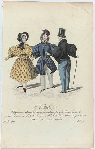 La Mode, 21 December 1833, Pl. 344 : Chapeau de velours-Rob (...), Jean Denis Nargeot, 1833 Canvas Print