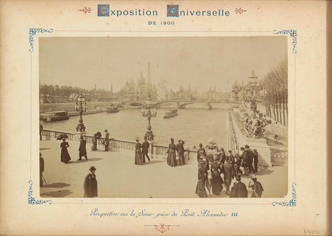 View of the Seine from pont Alexandre-III, direction Eiffel Tower, Neurdein Frères, 1900 Canvas Print