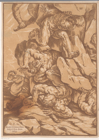 Fall of the giants (third part), Bartolommeo Coriolano, 1647 Canvas Print