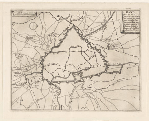 Fortress map of Ghent, anonymous, 1690 - c. 1700 Canvas Print