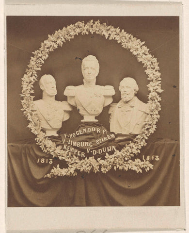 Busts of Gijsbert Karel, Count of Hogendorp, Leopold, Count of Limburg Stirum, and Adam François Jules Armand van der Duyn, anonymous, 1863 - 1930 Canvas Print