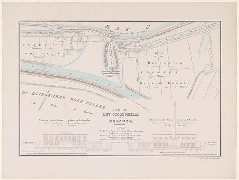 Map VII. The Steam Pumping Station at Halfweg. December 1852, anonymous, 1852 - 1861 Canvas Print