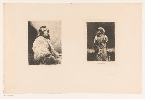 Seated young woman and armed man with turban, Norbert Goeneutte, c. 1874 Canvas Print