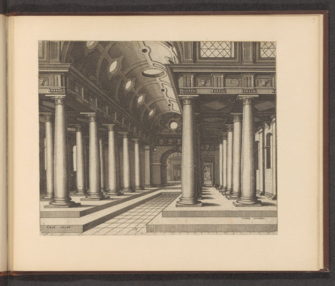 Hall with barrel vault and columns of the Tuscan order, Johannes or Lucas van Doetechum, 1563 Canvas Print