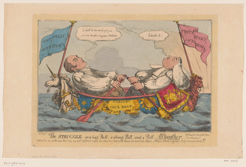 Cartoon on the tensions in the British cabinet between the Catholics and the Protestants, 1827, Henry Heath, 1827 Canvas Print