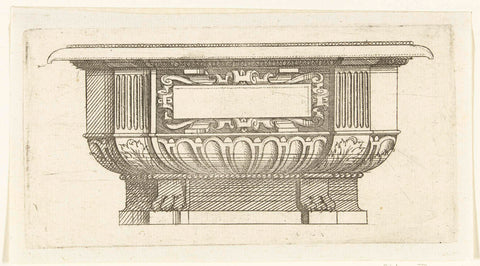 Coffin, decorated with an empty cartouche in a frame of rollerwork, anonymous, 1520 - 1584 Canvas Print