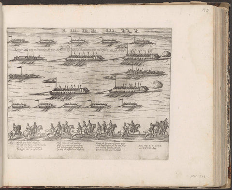 Fleet of the four electors on the Rhine, 1580, Frans Hogenberg, 1581 - c. 1585 Canvas Print