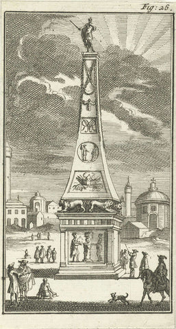 Obelisk with the statue of King William III, Jan Luyken, 1691 Canvas Print