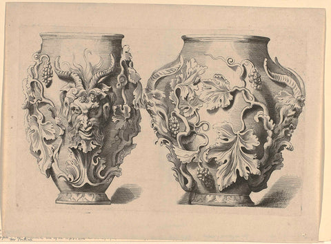 Front and side view of antique vase, Paulus Pontius, after 1622 - 1657 Canvas Print