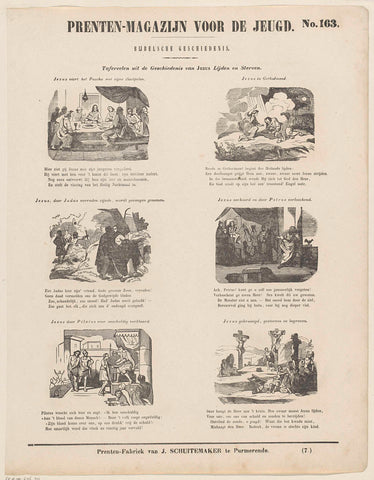 Scenes from the history of Jesus suffering and dying, Jan Schuitemaker, 1850 Canvas Print