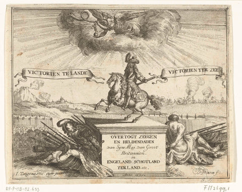 Title print of a series of victories of King William III, 1690, Jan van Vianen, 1690 Canvas Print