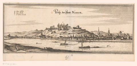 View of Namur, Caspar Merian, 1654 - c. 1700 Canvas Print