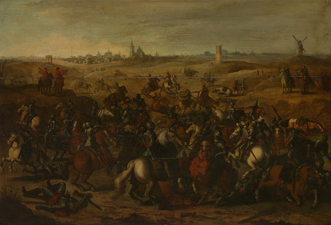 The Skirmish Between Cuirassiers Led by Gerard Abramsz Houwelingen and Pierre de Bréauté, 5 February 1600, on the Vughterheide, Sebastiaen Vrancx (after), c. 1635 Canvas Print