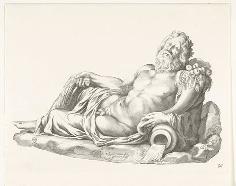 Reclining River God, Cornelis Bloemaert (II), c. 1636 Canvas Print