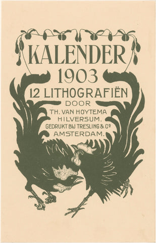 Announcement for calendar 1903, Theo van Hoytema, 1878 - 1903 Canvas Print