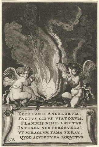 Two angels by fire with unharmed host, Boetius Adamsz. Bolswert, 1639 – 1689 Canvas Print