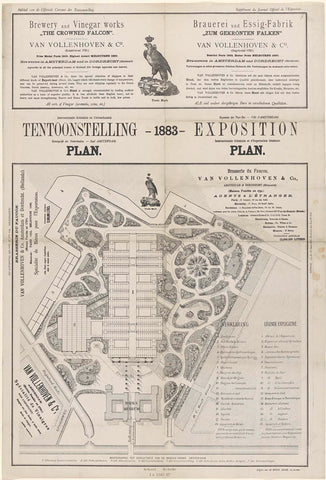 Internationale Koloniale en Uitvoerhandel Tentoonstelling Koningrijk der Nederlanden - City of Amsterdam. Plan - 1883 - Royaume des Pays-Bas. - Ville d'Amsterdam. Exposition (...), De Brakke Grond, 1883 Canvas Print