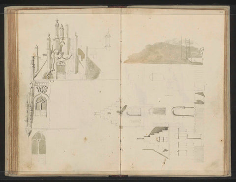 Gothic facade and terraced houses with stepped gables, Johannes Huibert Prins, c. 1783 - c. 1797 Canvas Print