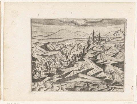 Clearing a path through the ice to the sea, 1597, anonymous, 1615 - 1617 Canvas Print