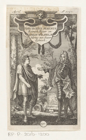 Conversation between Emperor Theodosius I and John William, Duke of Saxe-Eisenach, anonymous, 1737 Canvas Print