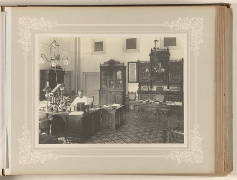 Sam van Musschenbroek in his office, O. Hisgen & Co. (possibly), 1890 - 1910 Canvas Print