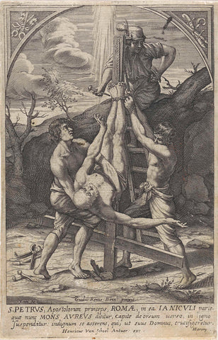 Crucifixion of Petrus, Hieronymus Wierix, 1605 - 1619 Canvas Print