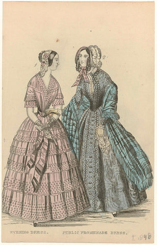 The Ladies' Cabinet of Fashions, ca. 1846 : Evening dress (...), anonymous, c. 1846 Canvas Print