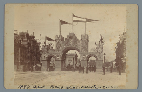 Decorations on the Leidsebrug in honour of the seventieth birthday of King Willem III, Henri Frederic Oelrichs, 1887 Canvas Print