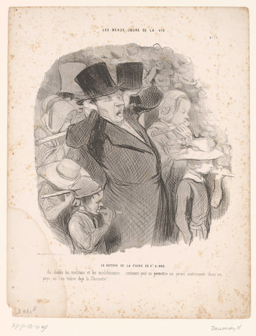 Man protects his ears from noise, Honoré Daumier, 1845 Canvas Print