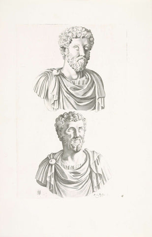 Two portrait busts of emperor Marcus Aurelius and emperor Septimius Severus, Reinier van Persijn, 1640 Canvas Print