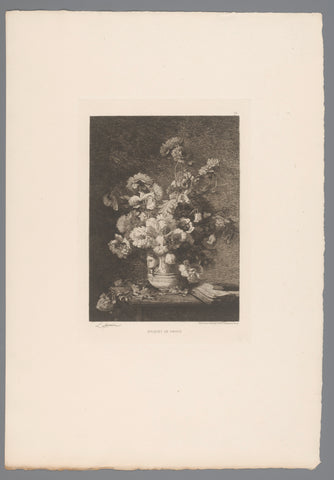 Still life with flowers, Louis Marie Lemaire, 1880 Canvas Print