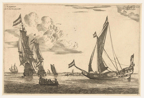 Two warships and a yacht, Reinier Nooms, 1650 - before 1705 Canvas Print