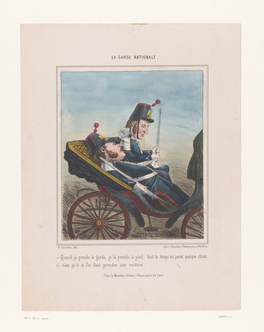 Two members of the National Guard in a carriage, Edmont Lavrate, 1863 Canvas Print