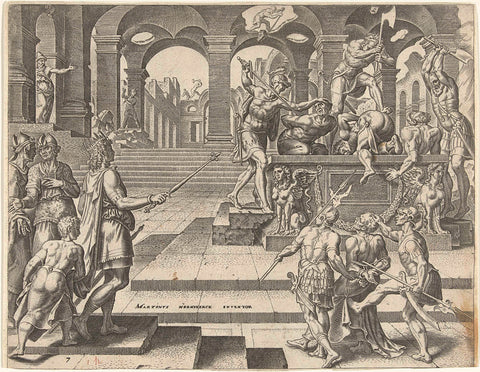 King Josiah Orders the Killing of the Priests of the Temples in Samaria, Philip Galle, c. 1569 Canvas Print