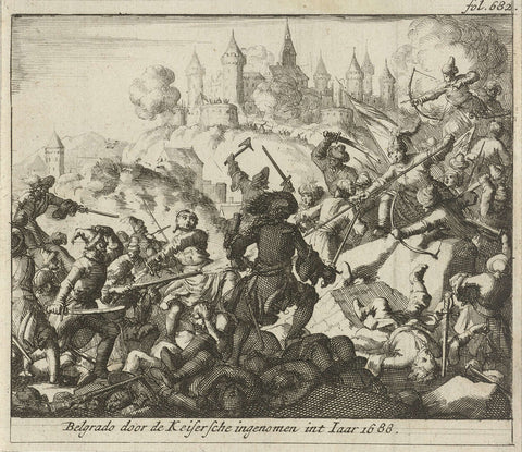 Capture of Belgrade, 1688, Jan Luyken, 1689 Canvas Print