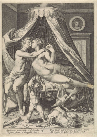 Mars en Venus, Jacob Matham, 1590 - 1640 Canvas Print