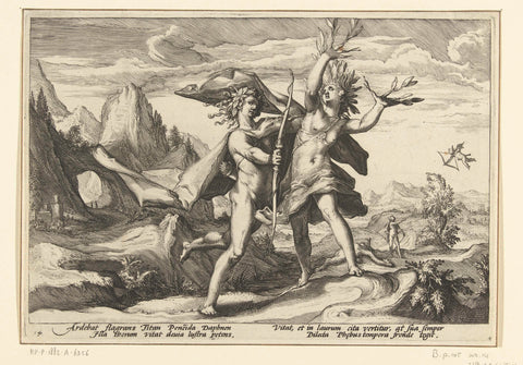 Daphne turns into a laurel tree, Hendrick Goltzius (workshop or), 1589 Canvas Print