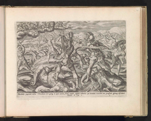 Five heavenly horsemen fight Timothy, Johannes Wierix, 1585 Canvas Print