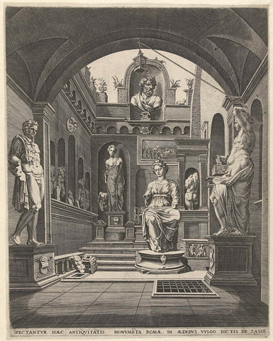Sculptures inside the Casa Sassi in Rome, Dirck Volckertsz. Coornhert, 1553 Canvas Print