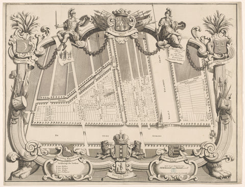 Map of bourgeois district number 11, led by Captain Christian Scholten, Hendrik de Leth, 1744 - 1748 Canvas Print