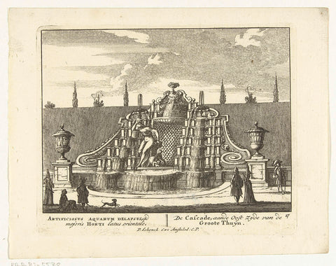 Fountain in the gardens of Paleis Het Loo, Jan van Call (I), 1695 - 1705 Canvas Print