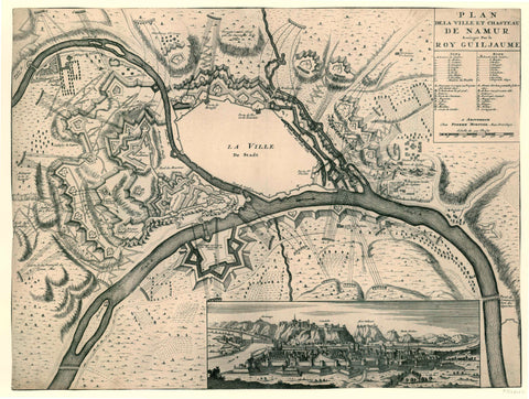 Map of the fortifications of Namur at the siege in 1695, anonymous, 1695 Canvas Print