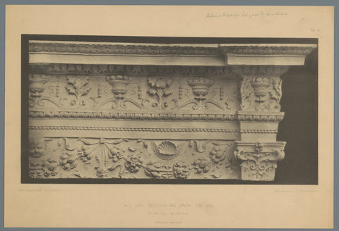 Relief with garlands and vases from the Carthusian monastery in Pavia, anonymous, c. 1875 - c. 1900 Canvas Print