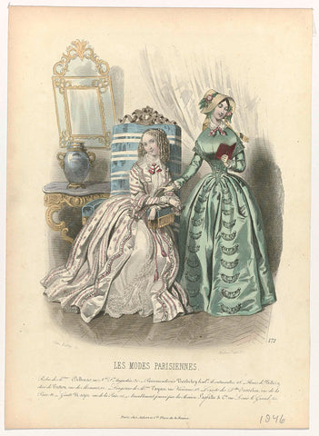 Les Modes Parisiennes, 1846, No. 172 : Robes de Mme Delhaas (...), Montaut d'Oleron. Gabriel Xavier, 1846 Canvas Print