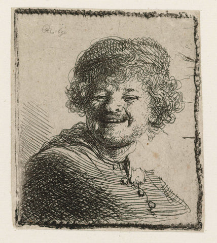 Self-portrait in a Cap, Laughing, Rembrandt van Rijn, 1630 Canvas Print