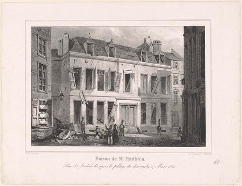 Geplunderd huis van mr. Matthieu, 1831, Théodore Fourmois, 1831 Canvas Print