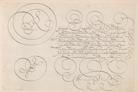 Writing example with capital R, Hans Strick, 1618 Canvas Print