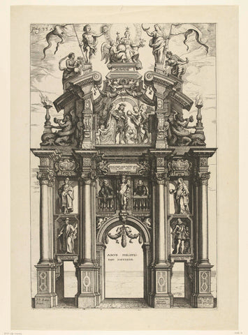 The triumphal arch of Philip (reverse); entry of Ferdinand in Antwerp in 1635 (no. 14), Theodoor van Thulden, 1639-1641 Canvas Print