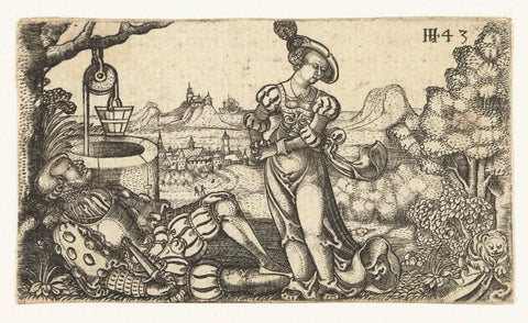 Pyramus en Thisbe, Monogrammist HL (1543), 1543 Canvas Print